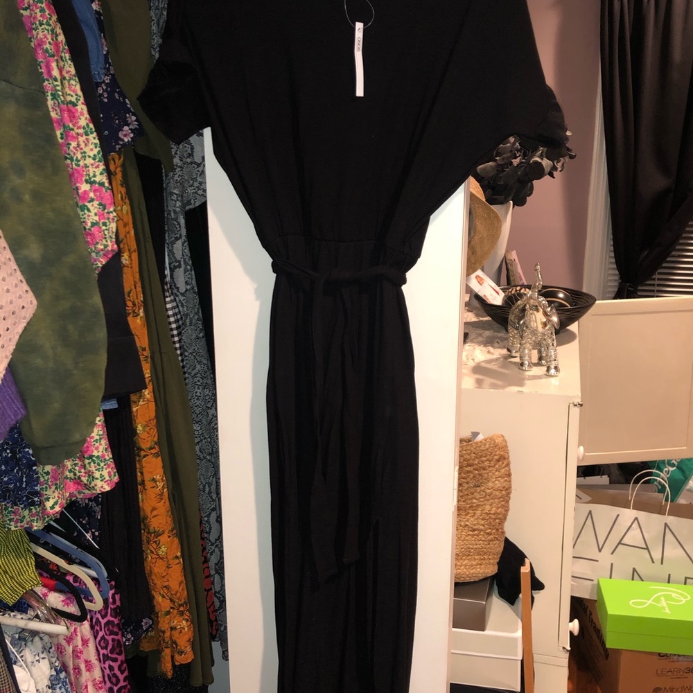 ASOS new with tags black tie waist maxi with slit
